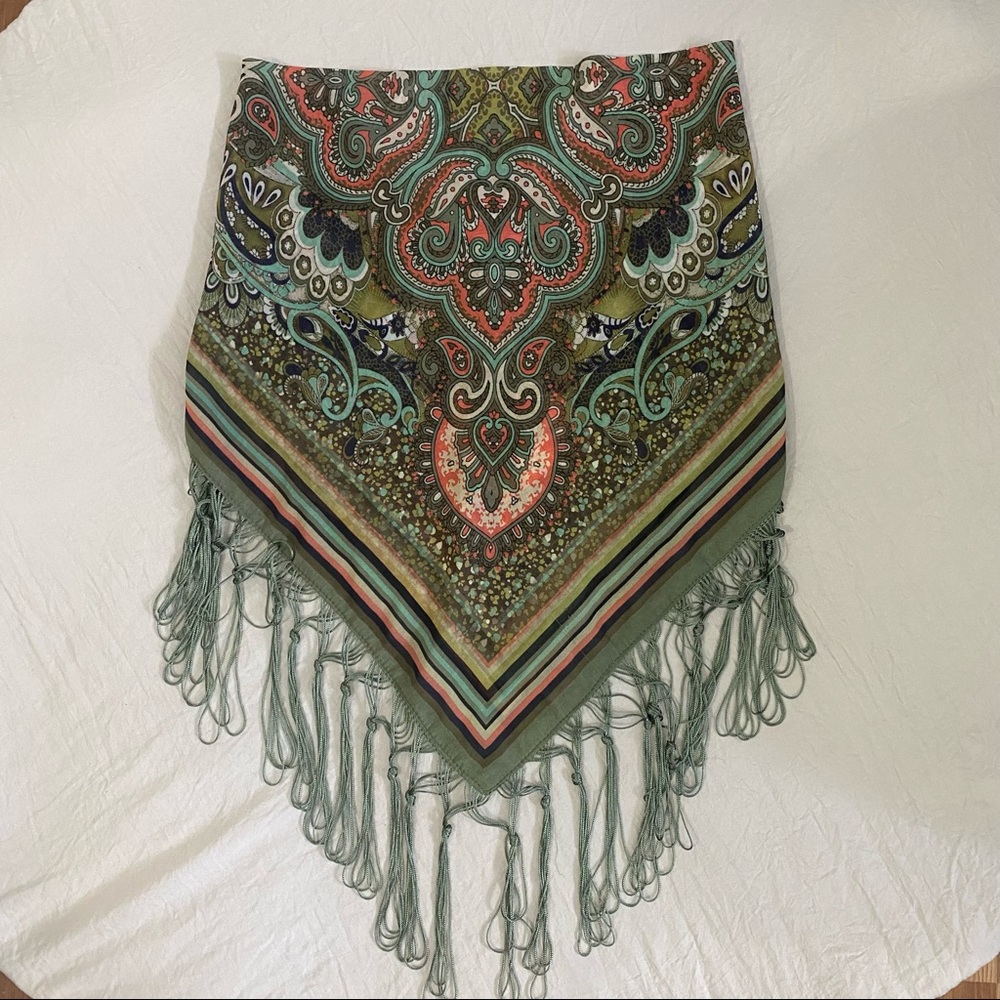 Vintage Boho Colorful Tassel One of A Kind Handmade Upcycled Scarf Crop Top
